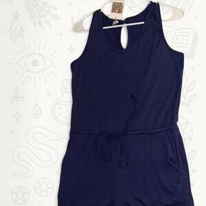 Sleeveless Navy Drawstring Waist Jumpsuit
